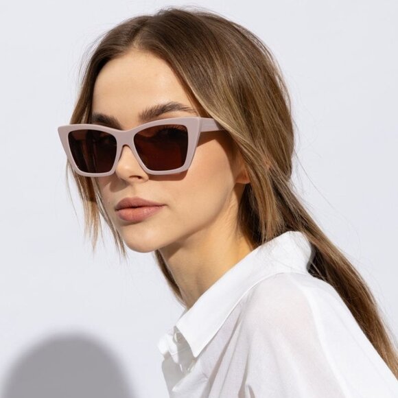 Saint Laurent Women Sunglasses Nude Pink Brown Cat Eye SL 276 MICA 058 BRAND NEW - Picture 3 of 17